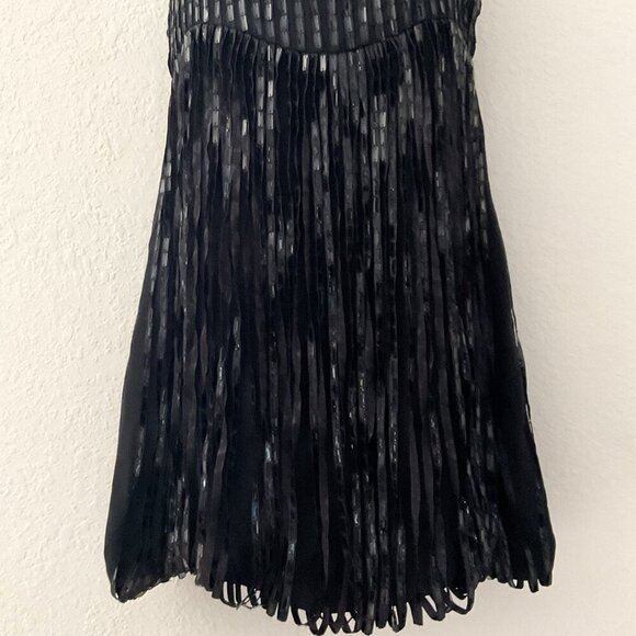 ALICE + OLIVIA SILK GEORGETTE BUBBLE HEM SEQUIN DRESS - Picture 8 of 15